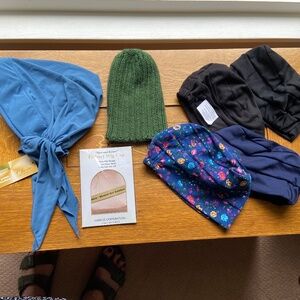 Chemo Head Wear, Cloche, Beanie, Wrap, Wig Cap; Never Used; Seven Pieces; New